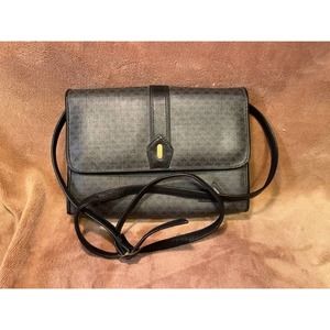 Vintage Liz Claiborne Black Leather & Gray Shoulder Bag (1984)